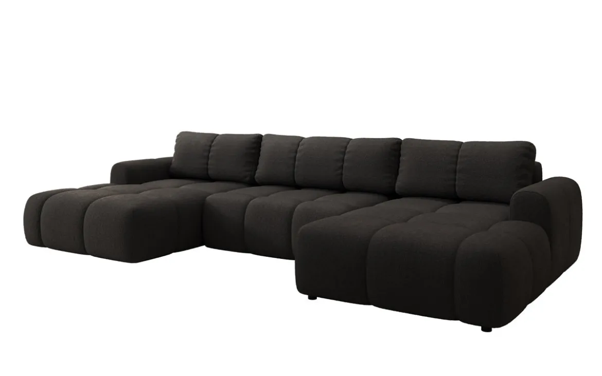 Designer Sofa Analfi U mit Schlaf- und Klappfunktion in Bouclé