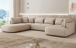 Designer Sofa Ando - Wohnlandschaft in Strukturstoff