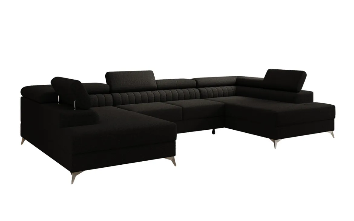 Designer Sofa Aurea U mit Schlaf- und Klappfunktion in Bouclé
