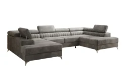 Designer Sofa Aurea U mit Schlaf- und Klappfunktion in Samt