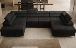 Designer Sofa Aurea U mit Schlaf- und Klappfunktion in Samt