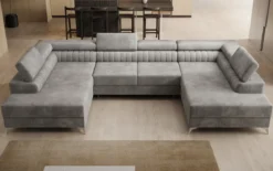 Designer Sofa Aurea U mit Schlaf- und Klappfunktion in Samt
