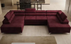 Designer Sofa Aurea U mit Schlaf- und Klappfunktion in Samt