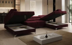Designer Sofa Aurea U mit Schlaf- und Klappfunktion in Samt