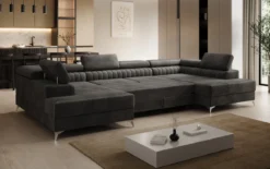 Designer Sofa Aurea U mit Schlaf- und Klappfunktion in Samt