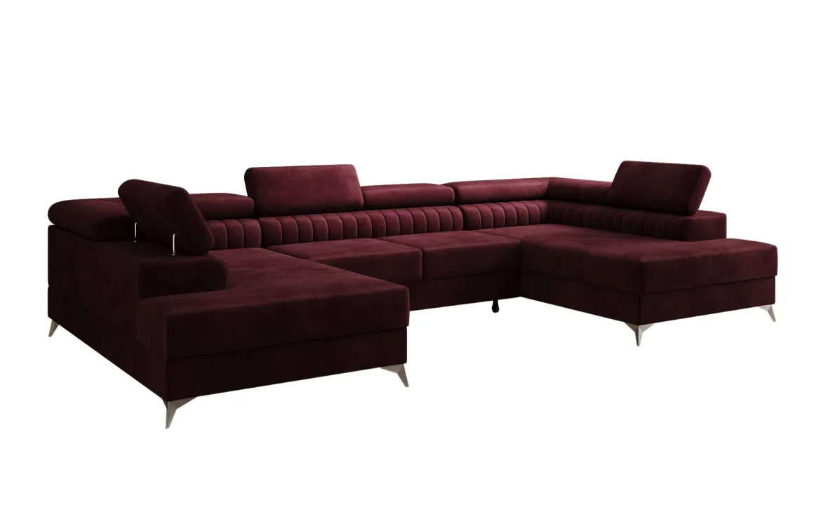 Designer Sofa Aurea U mit Schlaf- und Klappfunktion in Samt