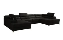 Designer Sofa Aurea U mit Schlaf- und Klappfunktion in Samt