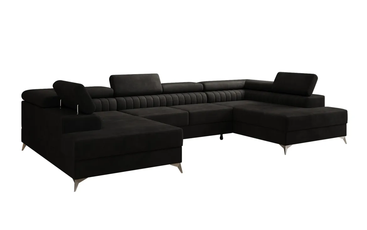 Designer Sofa Aurea U mit Schlaf- und Klappfunktion in Samt