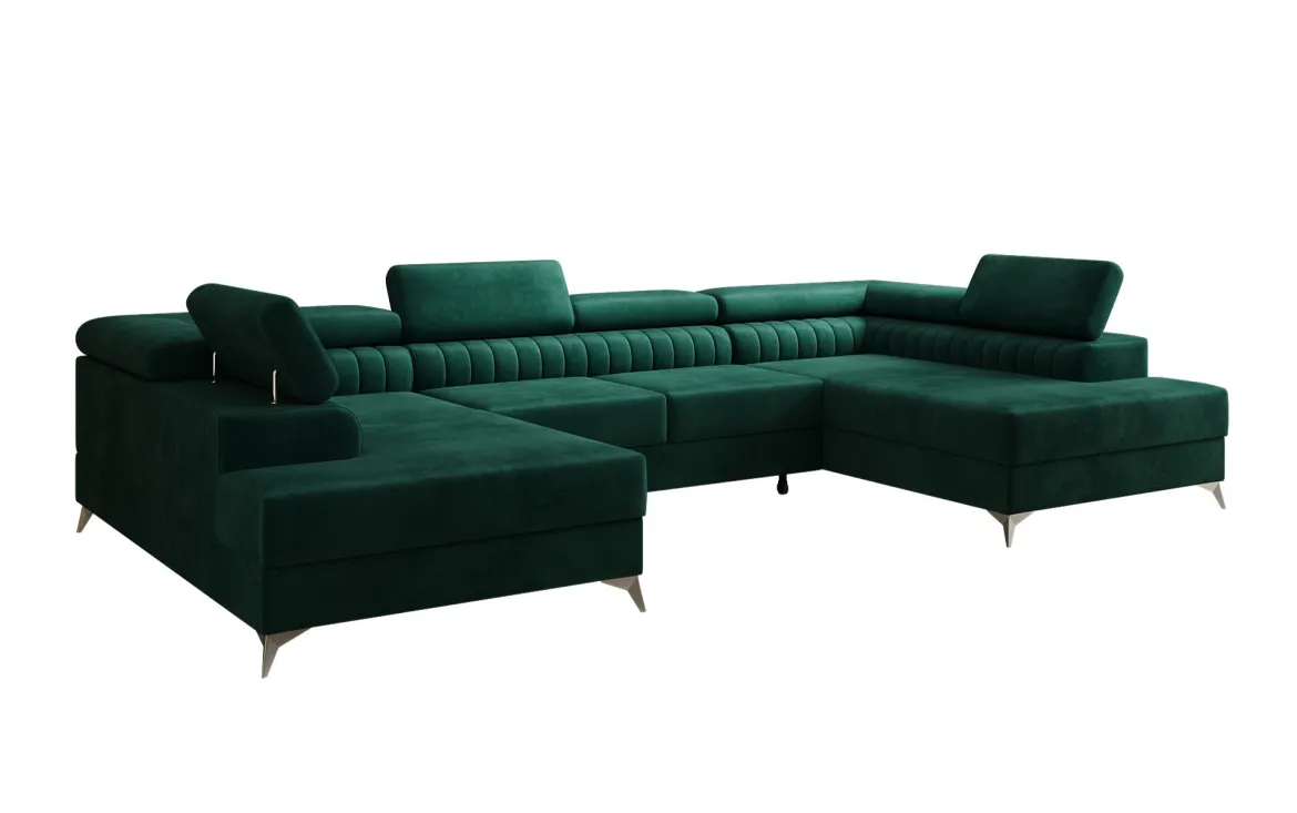 Designer Sofa Aurea U mit Schlaf- und Klappfunktion in Samt