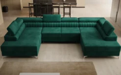 Designer Sofa Aurea U mit Schlaf- und Klappfunktion in Samt