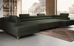 Designer Sofa Aurea U XXL mit Schlaf- und Klappfunktion in Bouclé