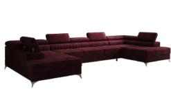 Designer Sofa Aurea U XXL mit Schlaf- und Klappfunktion in Samt