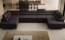 Designer Sofa Aurea U XXL mit Schlaf- und Klappfunktion in Samt