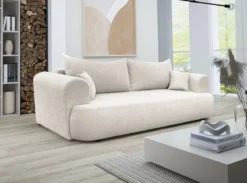 Designer Sofa Baron mit Schlaffunktion und Stauraum aus Boucle