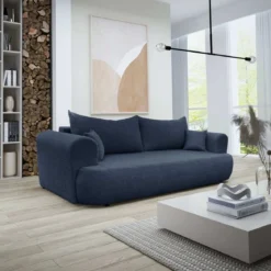 Designer Sofa Baron mit Schlaffunktion und Stauraum aus Boucle