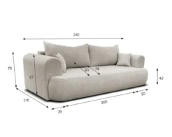 Designer Sofa Baron mit Schlaffunktion und Stauraum aus Boucle