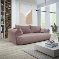 Designer Sofa Baron mit Schlaffunktion und Stauraum aus Boucle