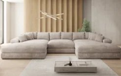 Designer Sofa Bernardo U mit breiter Ottomane in Cord