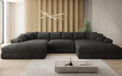 Designer Sofa Bernardo U mit breiter Ottomane in Cord