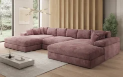 Designer Sofa Bernardo U mit breiter Ottomane in Cord