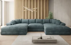 Designer Sofa Bernardo U mit breiter Ottomane in Cord