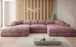 Designer Sofa Bernardo U mit breiter Ottomane in Cord