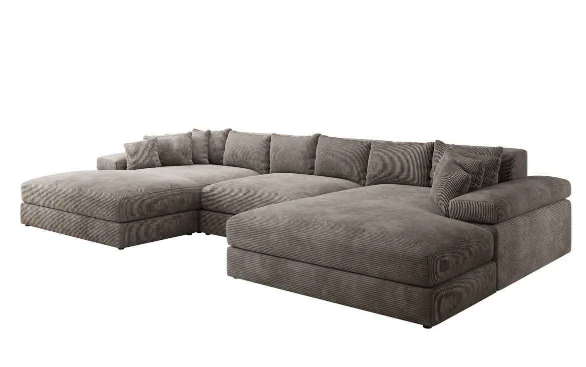 Designer Sofa Bernardo U mit breiter Ottomane in Cord