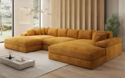 Designer Sofa Bernardo U mit breiter Ottomane in Cord