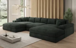 Designer Sofa Bernardo U mit breiter Ottomane in Cord