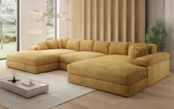 Designer Sofa Bernardo U mit breiter Ottomane in Cord