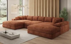 Designer Sofa Bernardo U mit breiter Ottomane in Cord