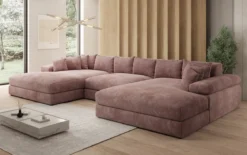 Designer Sofa Bernardo U mit breiter Ottomane in Cord