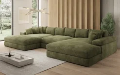 Designer Sofa Bernardo U mit breiter Ottomane in Cord