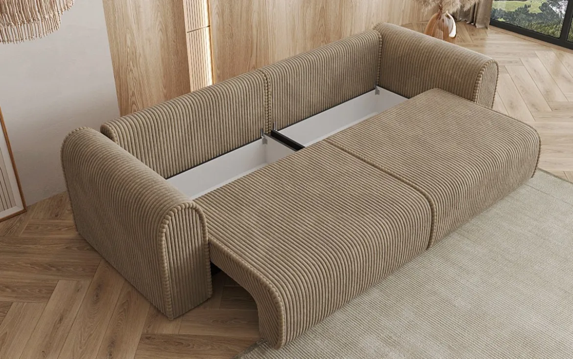 Designer Sofa Big Buddy 3 Sitzer mit Schlaffunktion und Stauraum in Breitcord