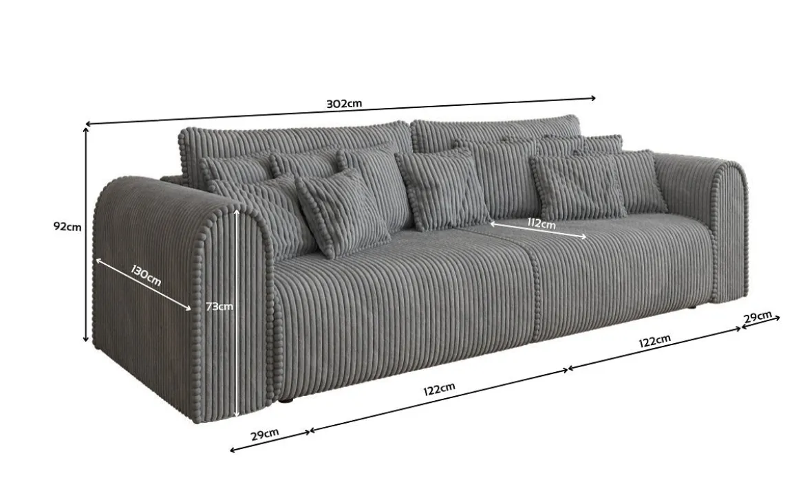 Designer Sofa Big Buddy 3 Sitzer mit Schlaffunktion und Stauraum in Breitcord