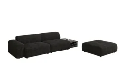 Designer Sofa Calm 3 Sitzer mit Beistellhocker und Beistelltisch in Bouclé