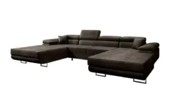 Designer Sofa Calvera U mit Schlaf- und Klappfunktion in Samt