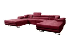 Designer Sofa Calvera U mit Schlaf- und Klappfunktion in Samt