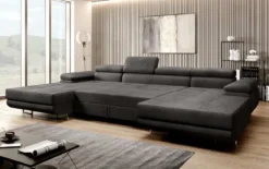 Designer Sofa Calvera U mit Schlaf- und Klappfunktion in Samt