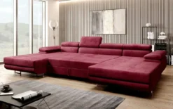 Designer Sofa Calvera U mit Schlaf- und Klappfunktion in Samt