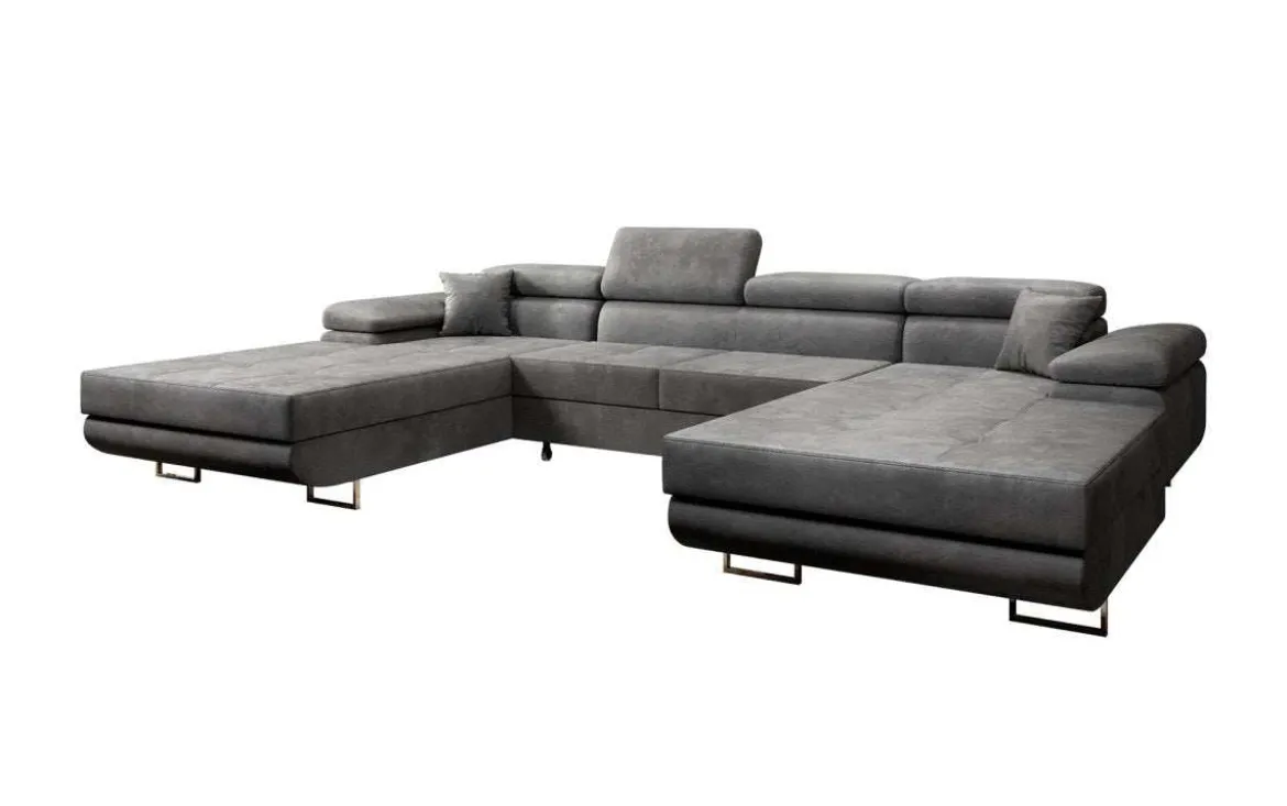 Designer Sofa Calvera U mit Schlaf- und Klappfunktion in Samt