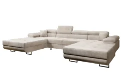 Designer Sofa Calvera U mit Schlaf- und Klappfunktion in Cord