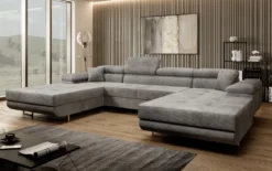 Designer Sofa Calvera U mit Schlaf- und Klappfunktion in Cord