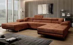 Designer Sofa Calvera U mit Schlaf- und Klappfunktion in Cord