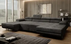 Designer Sofa Calvera U mit Schlaf- und Klappfunktion in Cord