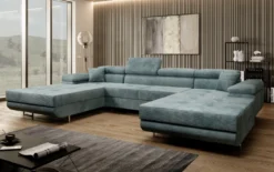 Designer Sofa Calvera U mit Schlaf- und Klappfunktion in Cord
