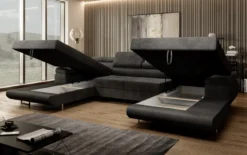 Designer Sofa Calvera U mit Schlaf- und Klappfunktion in Cord
