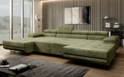 Designer Sofa Calvera U mit Schlaf- und Klappfunktion in Cord