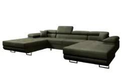 Designer Sofa Calvera U mit Schlaf- und Klappfunktion in Bouclé