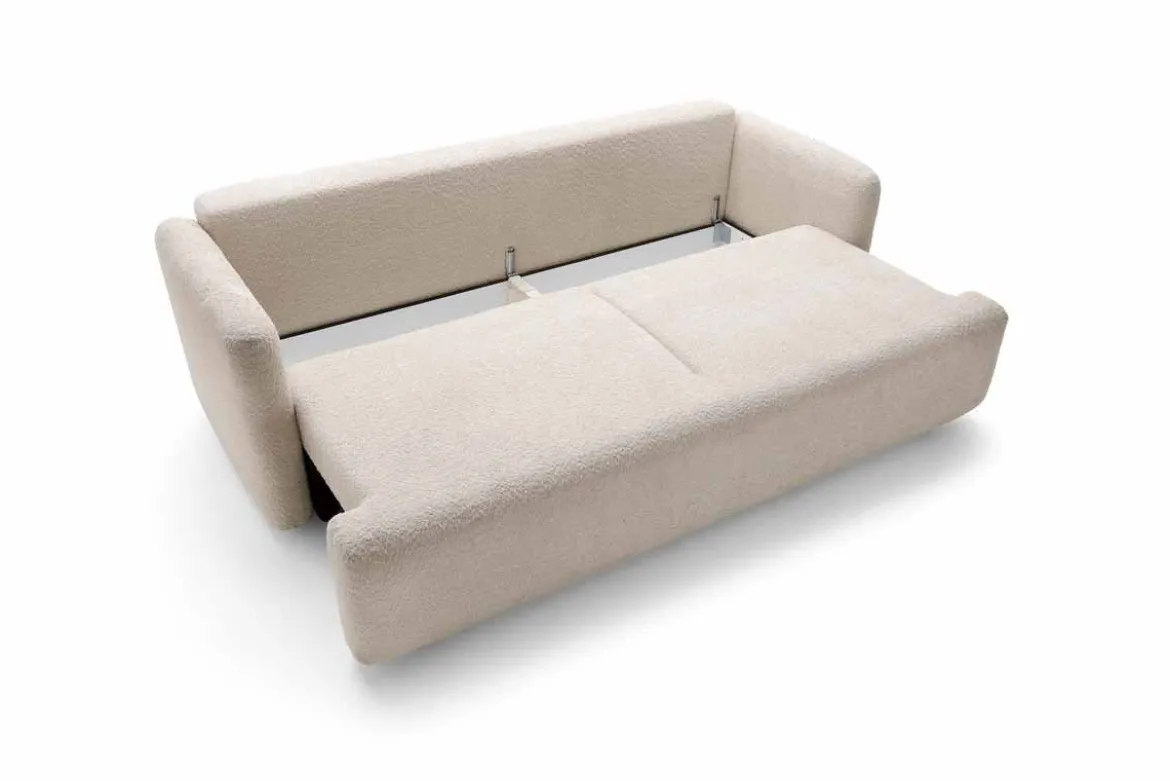 Designer Sofa Celiné Bouclé mit Schlaffunktion und Stauraum